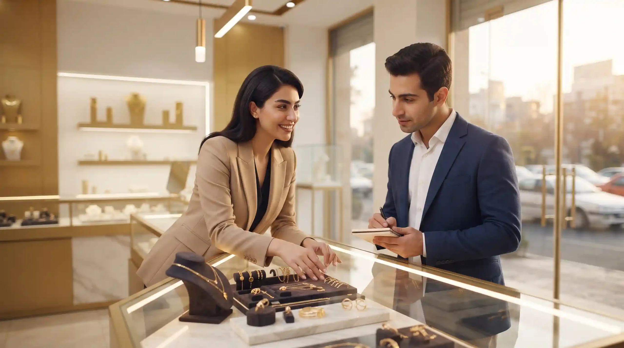 🏛️ تجهیز، بازسازی و چیدمان ویترین فروشگاه طلا