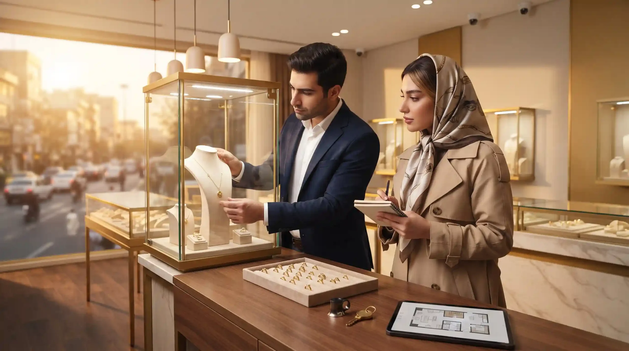 🏬 مدیریت ویترین، چینش و امنیت مغازه طلافروشی